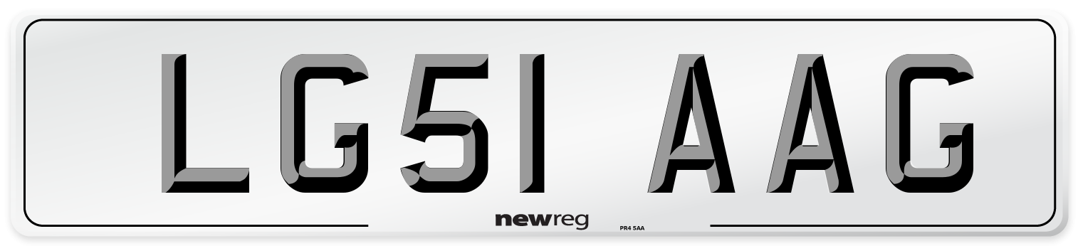 LG51 AAG Number Plate from New Reg